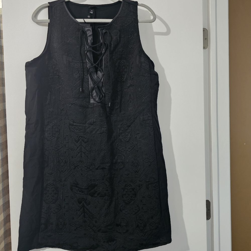 Black Sleeveless Dress with Lace-Up Detail